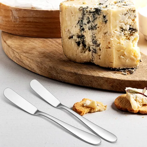 Vista 7 de E-far Juego de 6 cuchillos esparcidores de mantequilla, cuchillos de postre de queso de acero inoxidable de 7 pulgadas para cocina, restaurante