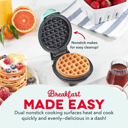 Vista 3 de DASH Mini waflera – Molde para wafles de 4 pulgadas, plancha antiadherente para wafles con calentamiento rápido, superficie antiadherente de PTFE