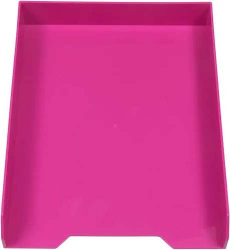 Vista 2 de JAM PAPER Bandejas de papel apilables, color rosa, bandeja organizadora de documentos de escritorio, cartas y archivos, 2