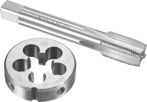 Vista 8 de uxcell M13 x 0.039 in Juego de llaves métricas y troqueles, rosca de máquina con troquel de roscado redondo, kit de grifo y troquelado