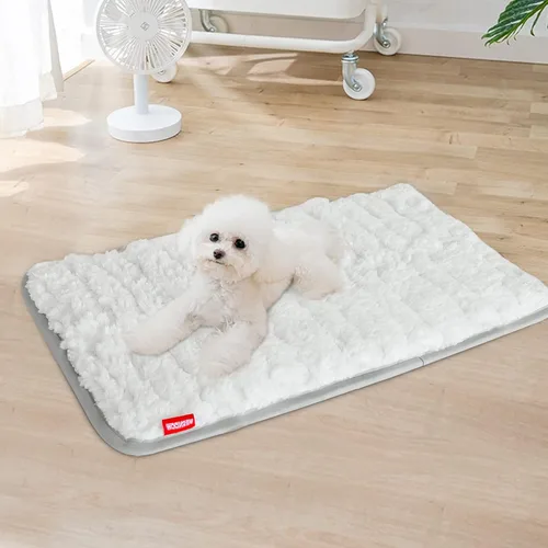 Vista 6 de Tapete para cama de perro (21 x 14 pulgadas), almohadilla de felpa suave para cama de perro, lavable a máquina, tapete para dormir con parte