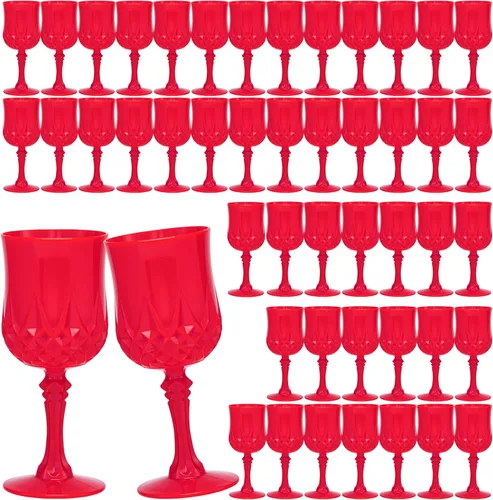 Vista 9 de JLYLOL Copas de Vino de Plástico Vintage de 7 OZ Copas de Plástico Vintage Vasos para Beber de 12 Piezas Cristalería Retro para Bodas Copas de Agua
