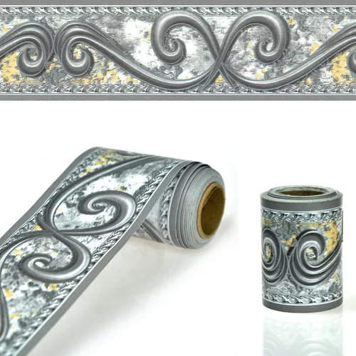 Vista 12 de Papel tapiz autoadhesivo para despegar y pegar, diseño abstracto moderno, marrón/blanco, extraíble, para pared, bordes decorativos para techo
