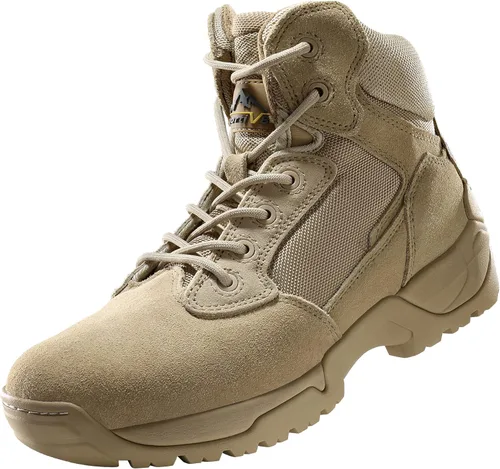 Vista 6 de NORTIV 8 - Botas tácticas de trabajo tipo militar para hombre, para senderismo, motociclismo y combate