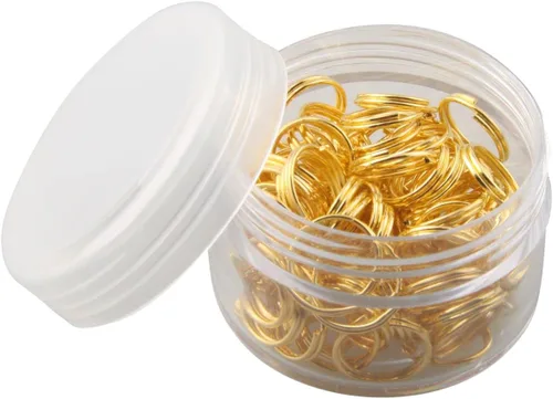 Vista 2 de 1 caja de anillos divididos de doble bucle, conectores de mini llaveros para hacer joyas, collares, pulseras, aretes, manualidades