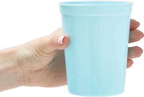 Vista 3 de BLUE PANDA Vasos de plástico azul claro para estadios, 16 onzas, paquete de 24 unidades, vasos reutilizables en blanco para fiestas y regalos