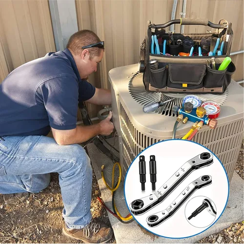 Vista 7 de Llave de servicio Hvac, juego de herramientas de refrigeración manual, 3/8 a 1/4, 5/16 x 1/4 pulgadas, juego de llaves de trinquete con kit