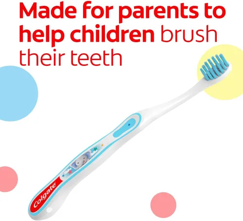 Vista 6 de Colgate My First - Cepillo de dientes para bebés y niños pequeños, extra suave, para entrenamiento infantil, edades 0-2, 6 unidades (paquete de 2)