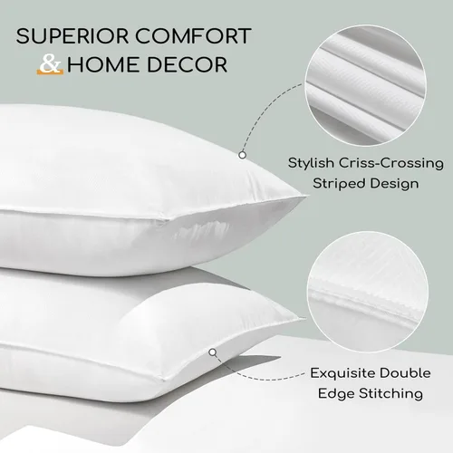 Vista 2 de HARBOREST Juego de 2 almohadas de cama de tamaño estándar, colección de hotel de lujo, almohadas alternativas para dormir, 20 x 26 pulgadas