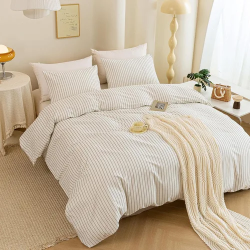 Vista 145 de ECOCOTT Funda de edredón 100% algodón lavado, tamaño completo, juego de ropa de cama suave y transpirable de tacto de lino, funda de edredón de 3