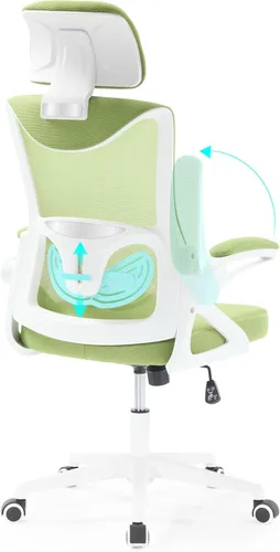 Vista 8 de Fizzin Silla de Oficina Ergonómica, Silla de Escritorio Ergonómica con Reposacabezas Silla de Computadora de Malla con Respaldo Alto Soporte Lumbar