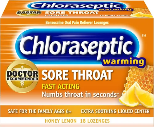 Vista 11 de Chloraseptic - Pastillas para el alivio total de dolor de garganta + Tos, sabor a cereza silvestre, 15