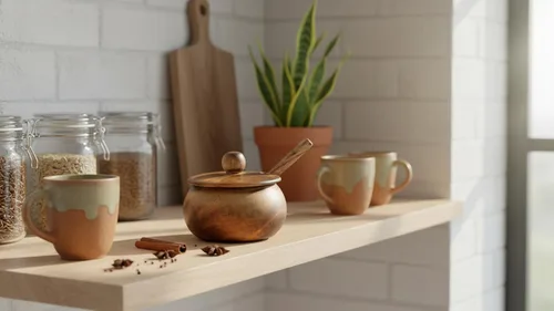 Vista 5 de Azucarero decorativo de madera rústica y cuchara con tapa de boca ancha para dulces y especias para condimentos, frutos secos, recipiente