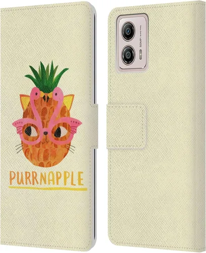 Vista 12 de Head Case Designs Officially Licensed Planet Cat Avocato Puns Leather Book Wallet Case Cover Compatible with Motorola Moto G53 5G