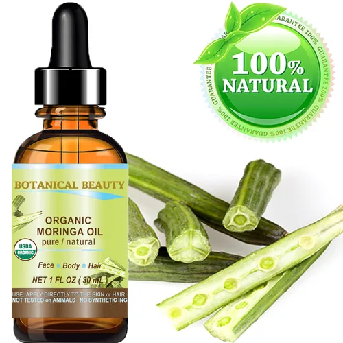 Vista 2 de Botanical Beauty ACEITE DE MORINGA CERTIFICADO ORGÁNICO. 100% Puro/Natural/Sin diluir. 1 Fl.oz.- 1.0 fl oz. Para el cuidado de la piel, el cabello
