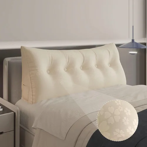 Vista 26 de WOWMAX - Almohada grande triangular con respaldo para cabecera, almohada de posicionamiento para lectura en forma de cuña, con funda extraíble
