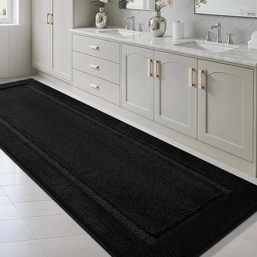 Vista 14 de Alfombras de baño de 24 x 17 pulgadas, microfibra extra suave y absorbente, parte trasera antideslizante, secado rápido, lavable a máquina, tapetes