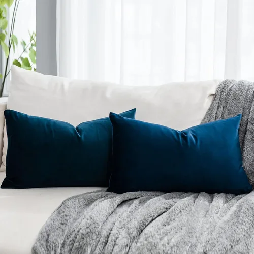 Vista 56 de Juego de 2 fundas de almohada de terciopelo suave negro de 14 x 14 pulgadas para sofá, cama, sala de estar, fundas decorativas de lujo cuadradas