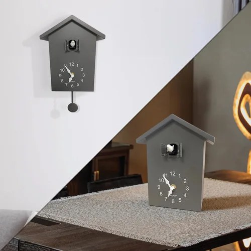 Vista 2 de WALPLUS Reloj de cuco moderno con diseño de pájaro que canta en la hora Coo Coo Coo Relojes de pared con péndulo de reloj de cuco de pájaro