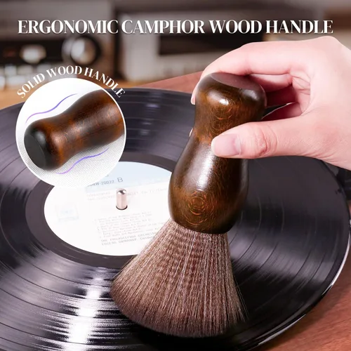 Vista 3 de XQ XIAO QIAO Cepillo de Limpieza de Discos de Vinilo - Cepillo Limpiador de Vinilo Antiestático de Madera - Accesorios para Tocadiscos