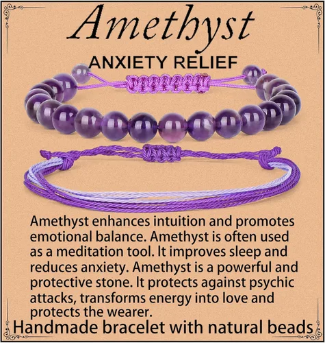 Vista 19 de LPBeads Pulsera de piedra natural hecha a mano de tamaño ajustable