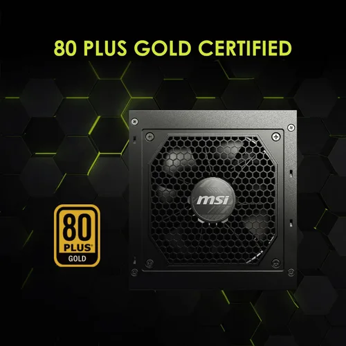Vista 5 de MSI MAG A650GL, fuente de alimentación para juegos compacta totalmente modular de 650W, 80+ Gold, PSU ATX, garantía de 10 años
