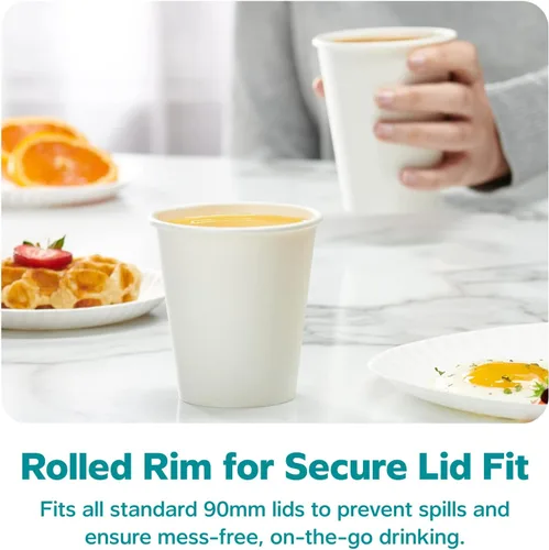 Vista 5 de GUSTO [Paquete de 100 tazas calientes de papel, tazas de café, 12 onzas, paquete anteriormente cómodo) 12 oz. - Blanco