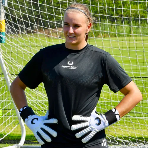 Vista 2 de Renegade GK Eclipse - Guantes profesionales de portero de fútbol con protector microbiano (tallas 6-12, nivel 5) Pro-Tek Fingersave y agarre