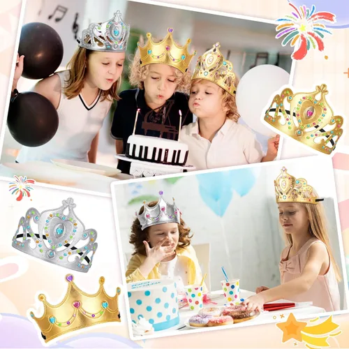 Vista 4 de Yaomiao 44 coronas de espuma para niños, tiaras de princesa, coronas de diamantes a granel, kits de fabricación de calcomanías para suministros