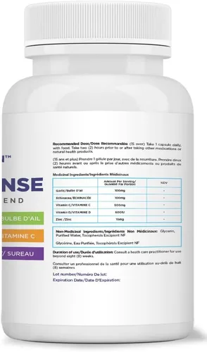 Vista 2 de Maximum Slim Potente suplemento 6 en 1 ImmuneDefense con zinc, vitamina C, saúco, vitamina D, equinácea y ajo, 60