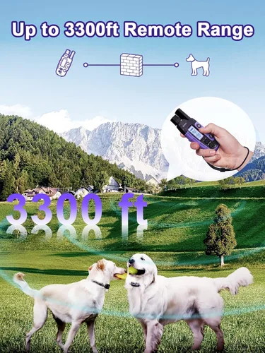 Vista 2 de Bousnic Collar de choque para perros 2 perros (5-120Lbs) - Collar de entrenamiento impermeable de 3300 pies para perros grandes, medianos y pequeños