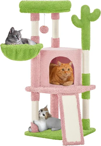 Vista 10 de Yaheetech Árbol para Gatos de Cactus, Torre para Gatos de 42 Pulgadas para Gatos de Interior, Condominio para Gatitos de Múltiples Niveles con Poste