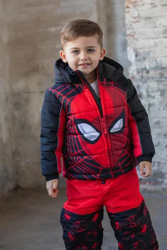 Vista 8 de Chaqueta acolchada con cremallera de cosplay de Marvel para niños pequeños hasta grandes, tallas (2T - 14-16)