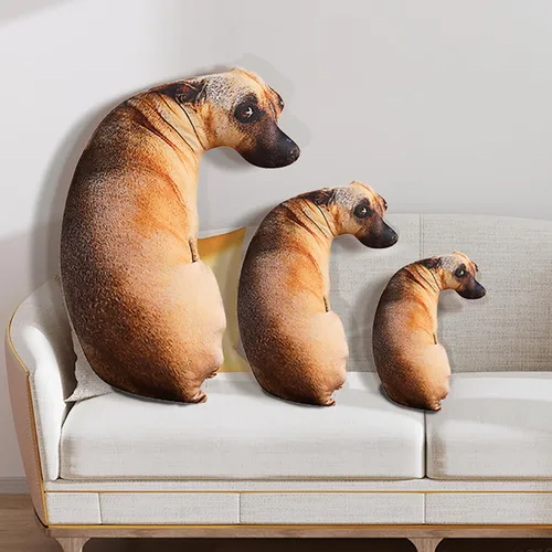 Vista 3 de Almohada de simulación 3D para perro, almohada en forma de perro, almohada divertida de felpa Shiba Inu de 19.7 pulgadas, almohada de peluche