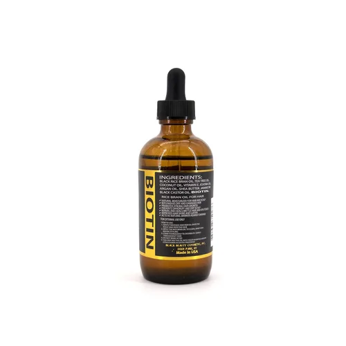 Vista 2 de Aceite de arroz negro - BIOTIN Aceite de crecimiento capilar Super Power para rostro, cuerpo y cabello (4 onzas)