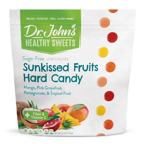 Vista 6 de Dr. John's - Caramelos sin azúcar, dulces duros saludables con cero azúcar, aperitivos bajos en calorías, aptos para dieta cetogénica, sin gluten