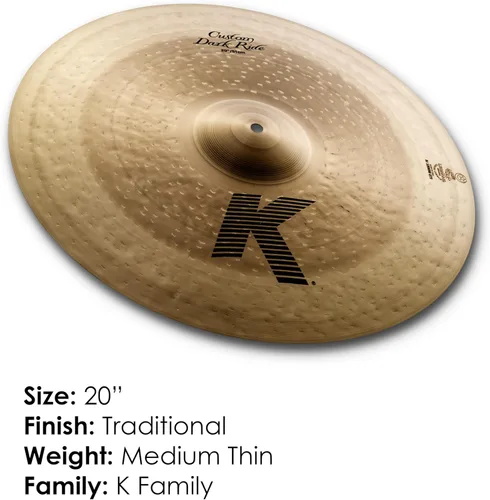 Vista 2 de Zildjian K Custom Dark Ride Platillo - 20 pulgadas