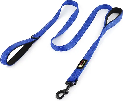 Vista 13 de Plutus Pet Correa de perro de doble asa de 4 pies, resistente, reflectante de doble asa para entrenamiento de seguridad, para perros medianos y Beige