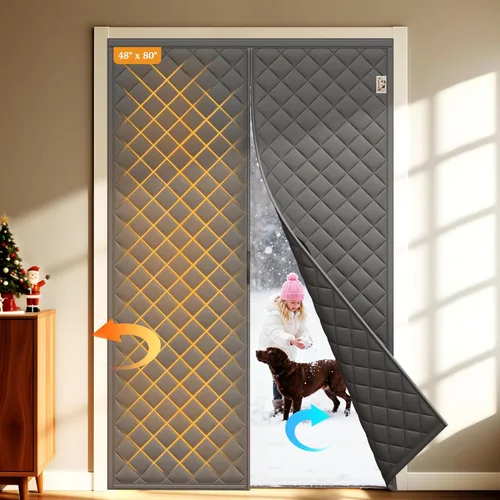 Vista 22 de Yotache - Cortina magnética aislada térmica para puerta, se adapta a puertas de 28 x 78 pulgadas, cortina de 30" x 80", material Oxford resistente a