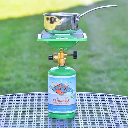 Vista 5 de Flame King YSNVT-508 Estufa portátil para acampar con soporte base ligero estable, ideal para cocinar al aire libre, mochileros, compatible