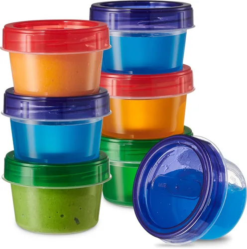 ELEGANT DISPOSABLES Contenedores de almacenamiento de alimentos para bebés, tarros de almacenamiento de alimentos de 4 onzas con tapas giratorias de