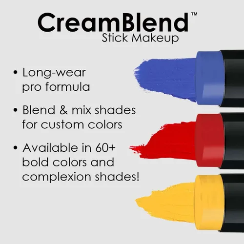 Vista 5 de Mehron Makeup CreamBlend Stick Pintura para la cara, maquillaje corporal y crema base Perfecto para Halloween.75 oz (21 g) (Verde)