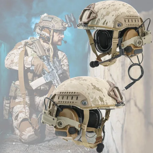 Vista 5 de HEARFALCOM Auriculares tácticos Comta III Casco táctico Adaptador de riel ARC Edición no militar Cancelación de ruido Pickup Auriculares de disparo