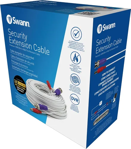 Vista 4 de Swann Cable coaxial BNC para sistema CCTV de cámara de seguridad, cables de alimentación de extensión de audio y video, certificado UL y resistente