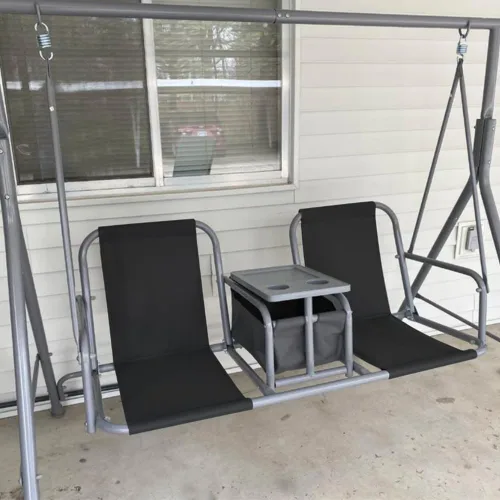 Vista 8 de Funda de repuesto para silla de columpio de porche para 2 personas con dos asientos de repuesto separados (2 piezas)