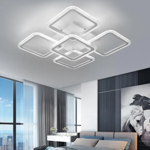 Vista 19 de Lámpara LED de techo regulable, 5 luces de techo de 23 pulgadas, montaje empotrado, lámpara de 80 W para sala de estar, dormitorio, cocina Acrílico