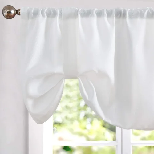 Vista 26 de jinchan Cortinas opacas con cenefa geométrica a rayas bohemias de doble capa para ventanas de 18 pulgadas, tratamiento de ventana de granja