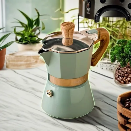 Vista 5 de Ochine Cafetera de café expreso, cafetera de café expreso, estufa, cafetera de café expreso, estilo italiano, taza de café expreso, olla de moka