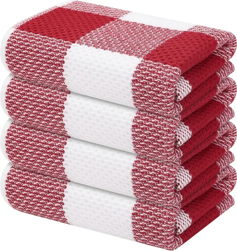 Vista 24 de Mordimy Trapos de cocina a cuadros 100% algodón, 12 x 12 pulgadas, súper suaves y absorbentes, de secado rápido, trapos de cocina para cocina, Beige