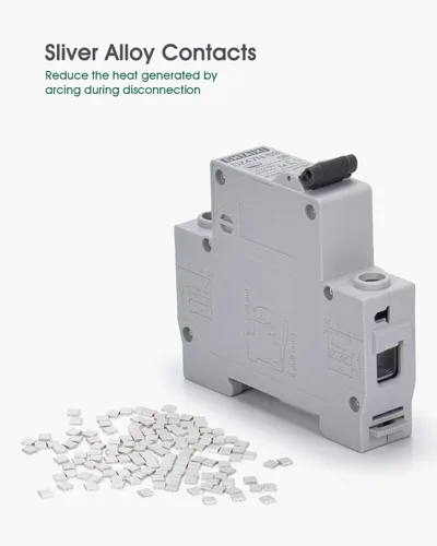 Vista 6 de Interruptor de Circuito en Miniatura AC, Interruptor de Circuito de 6 Amperios 120V/240V de 1 Polo Montaje en Riel DIN, Interruptor de Desconexión
